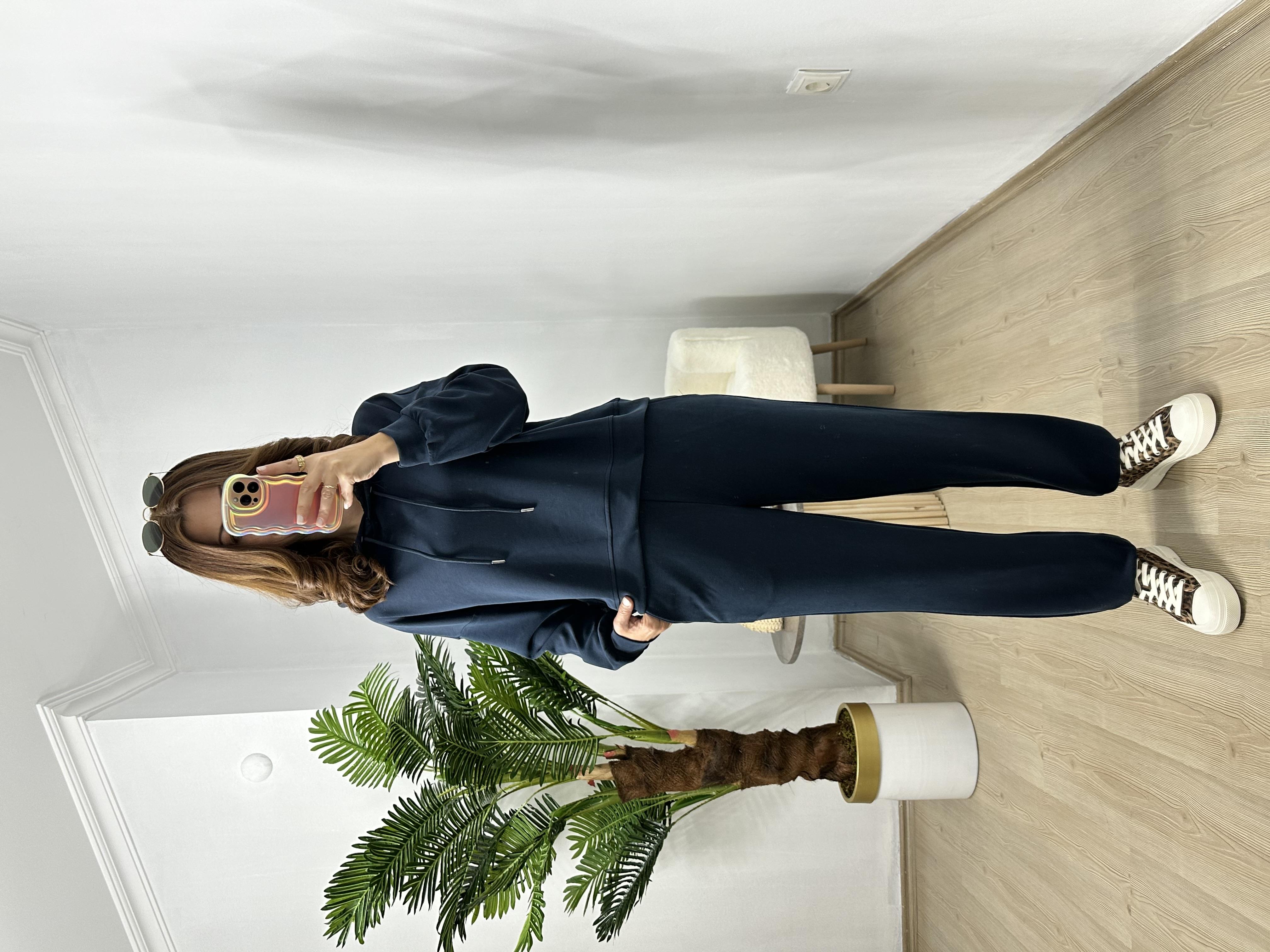 Lacivert Premium Kalite Modal Kumaş Orjinal Marka Kapüşonlu Eşofman Takımı