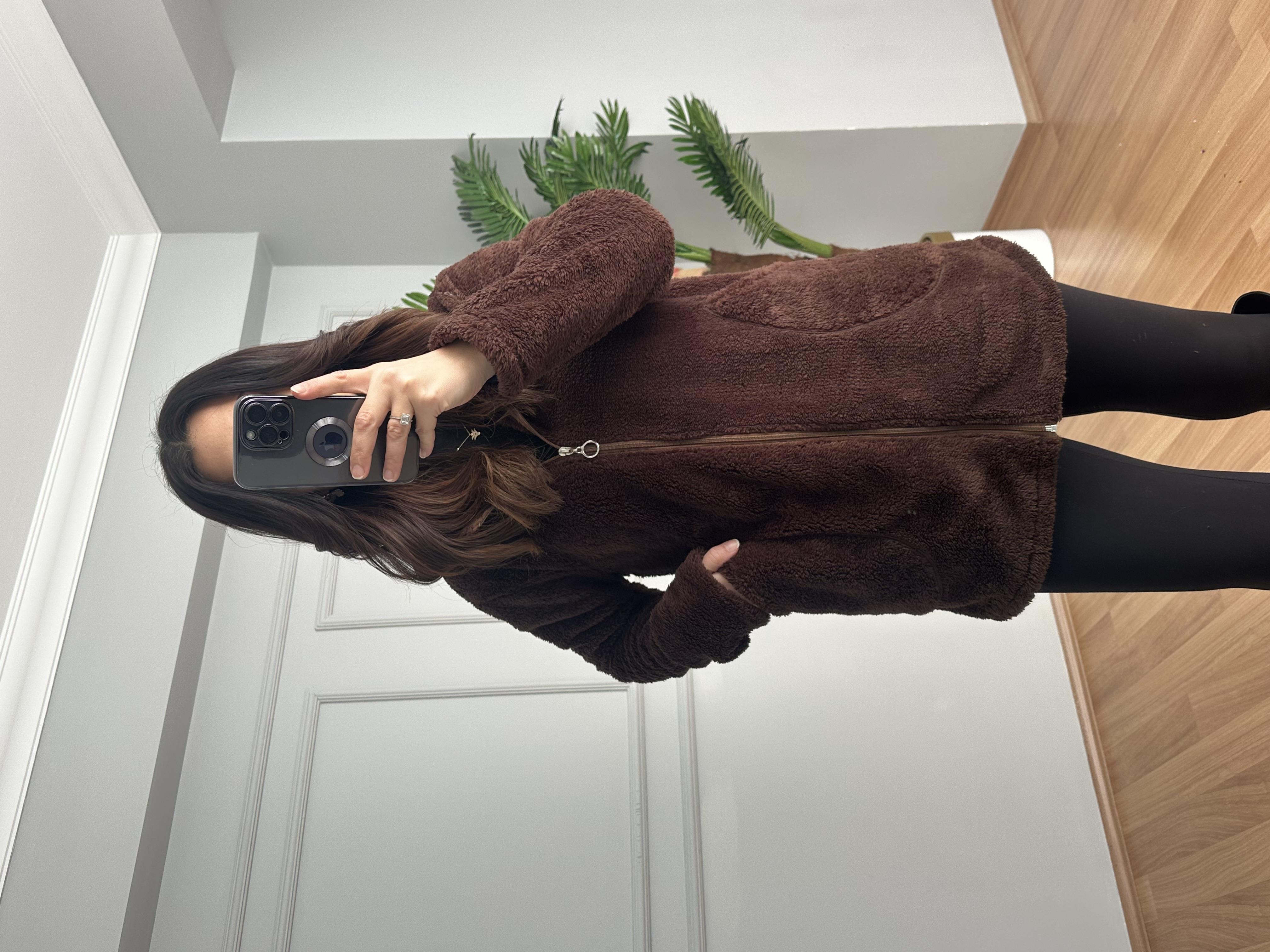 Liora Acı Kahve Peluş Ceket