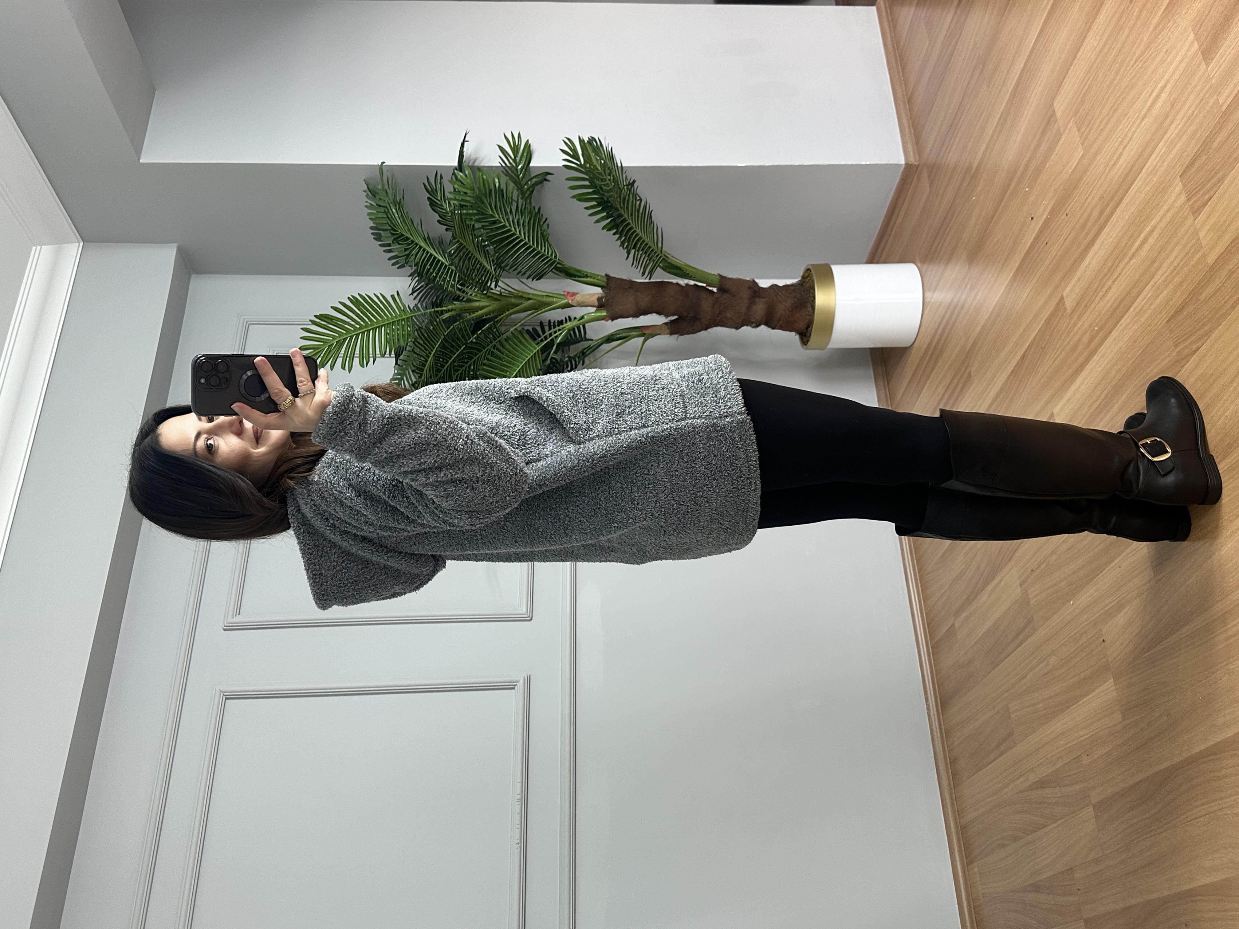 Liora Gri Peluş Ceket