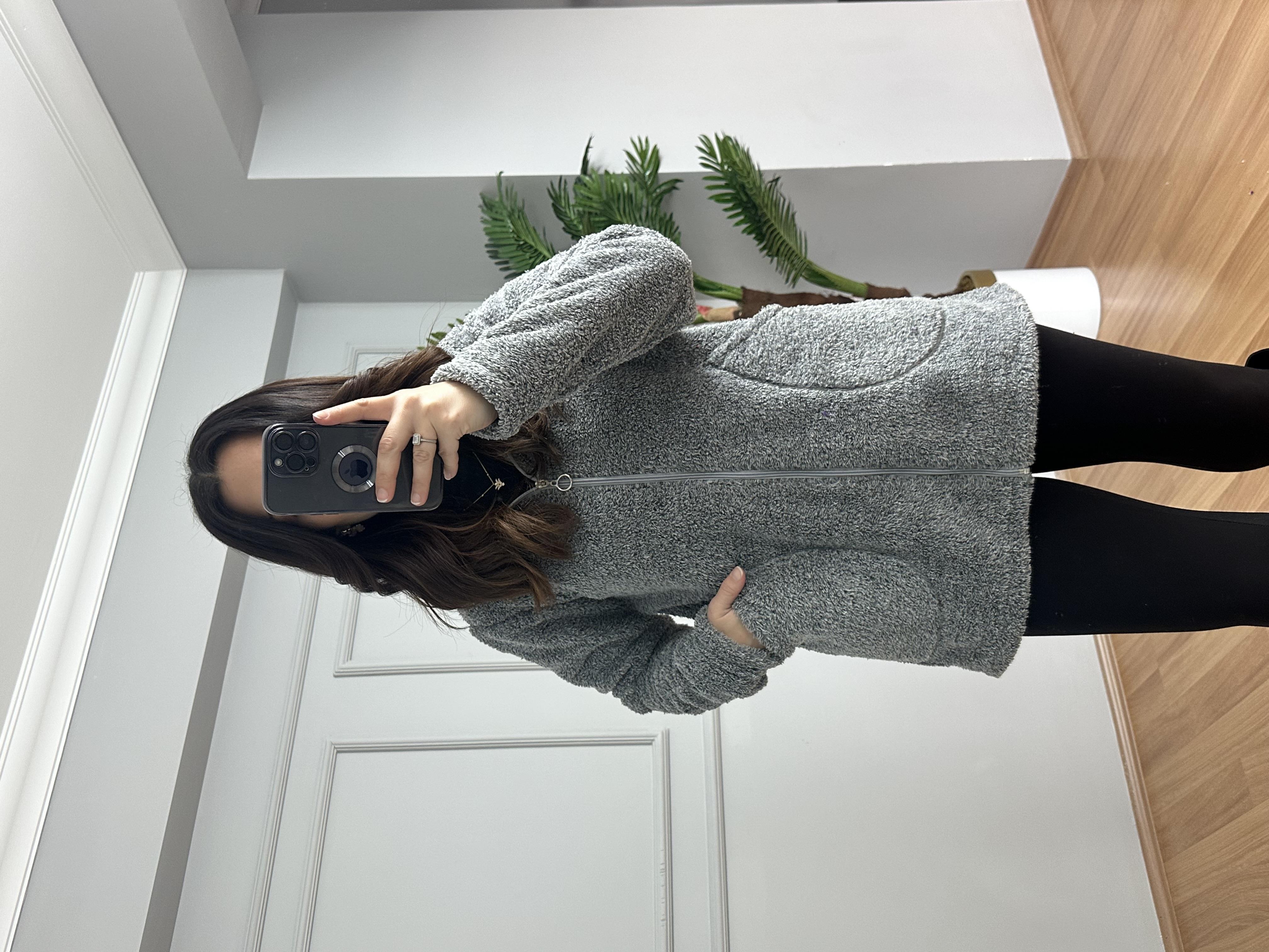 Liora Gri Peluş Ceket