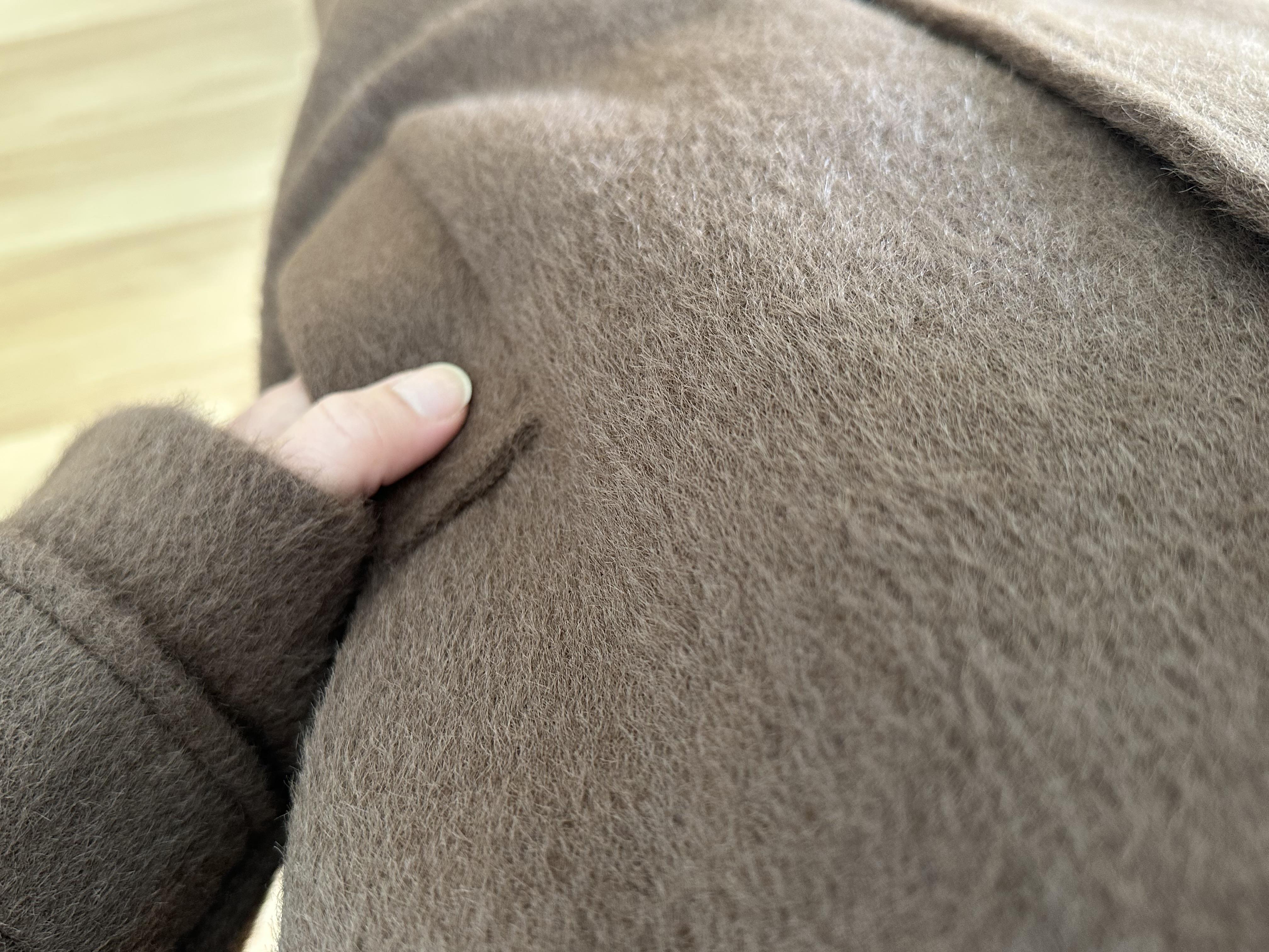 Liva Acı Kahve Premium Broş Detaylı Gizli Çıtçıtlı Kaşe Kaban