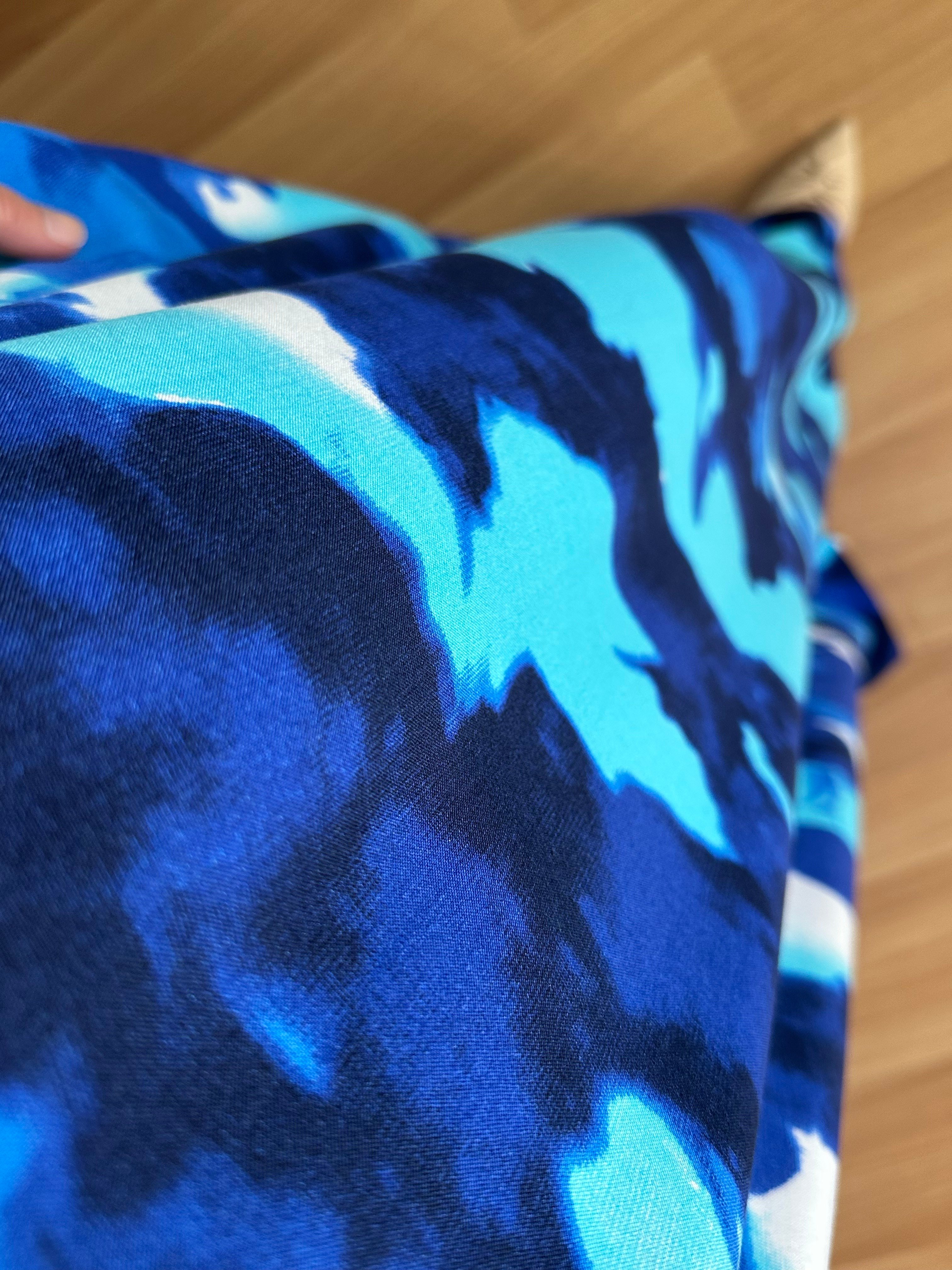 Meloni Mavi Dokuma Viskon Maksi Boy Elbise