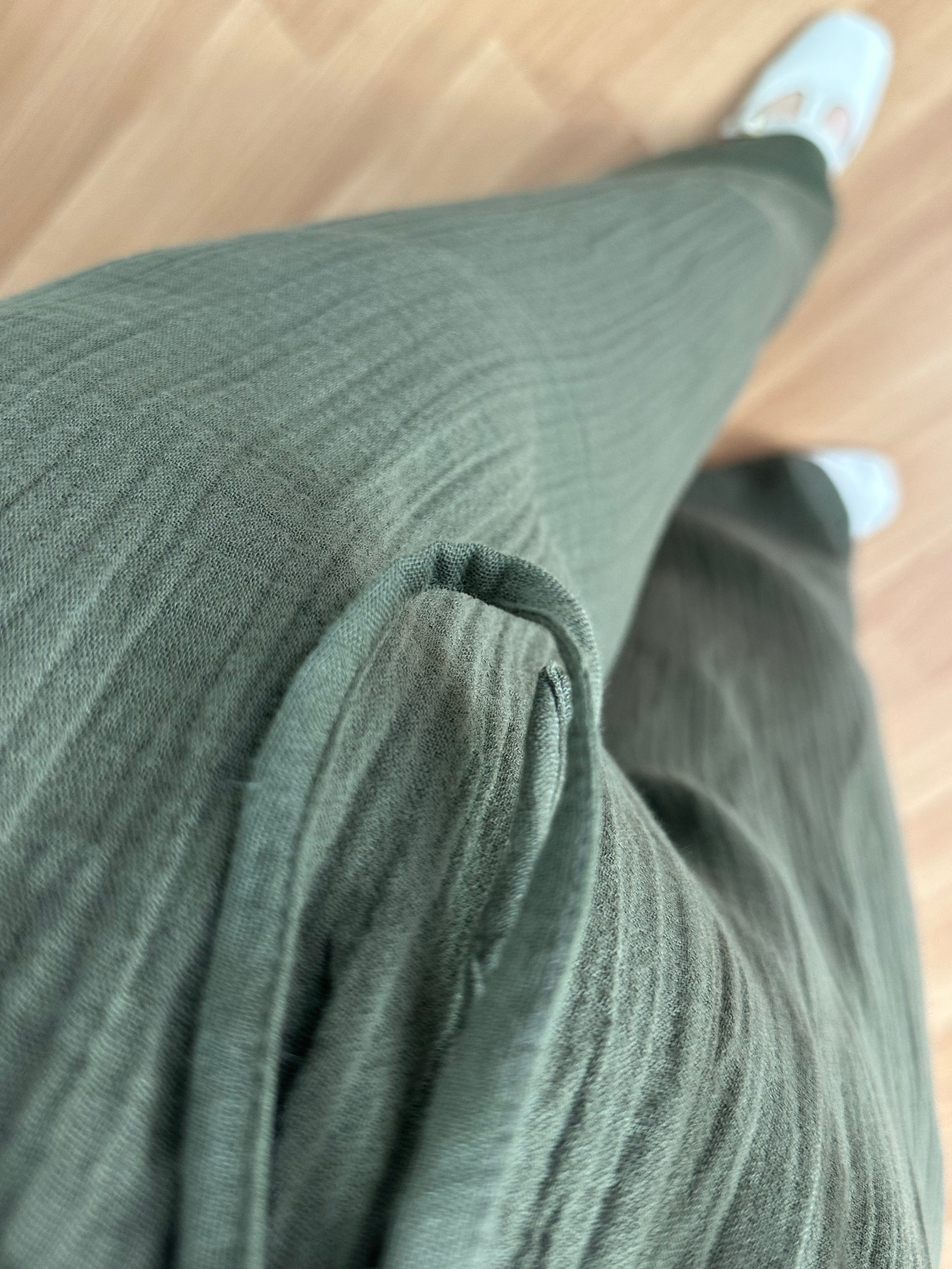 Olivia Haki Müslin Kumaş Pantolon