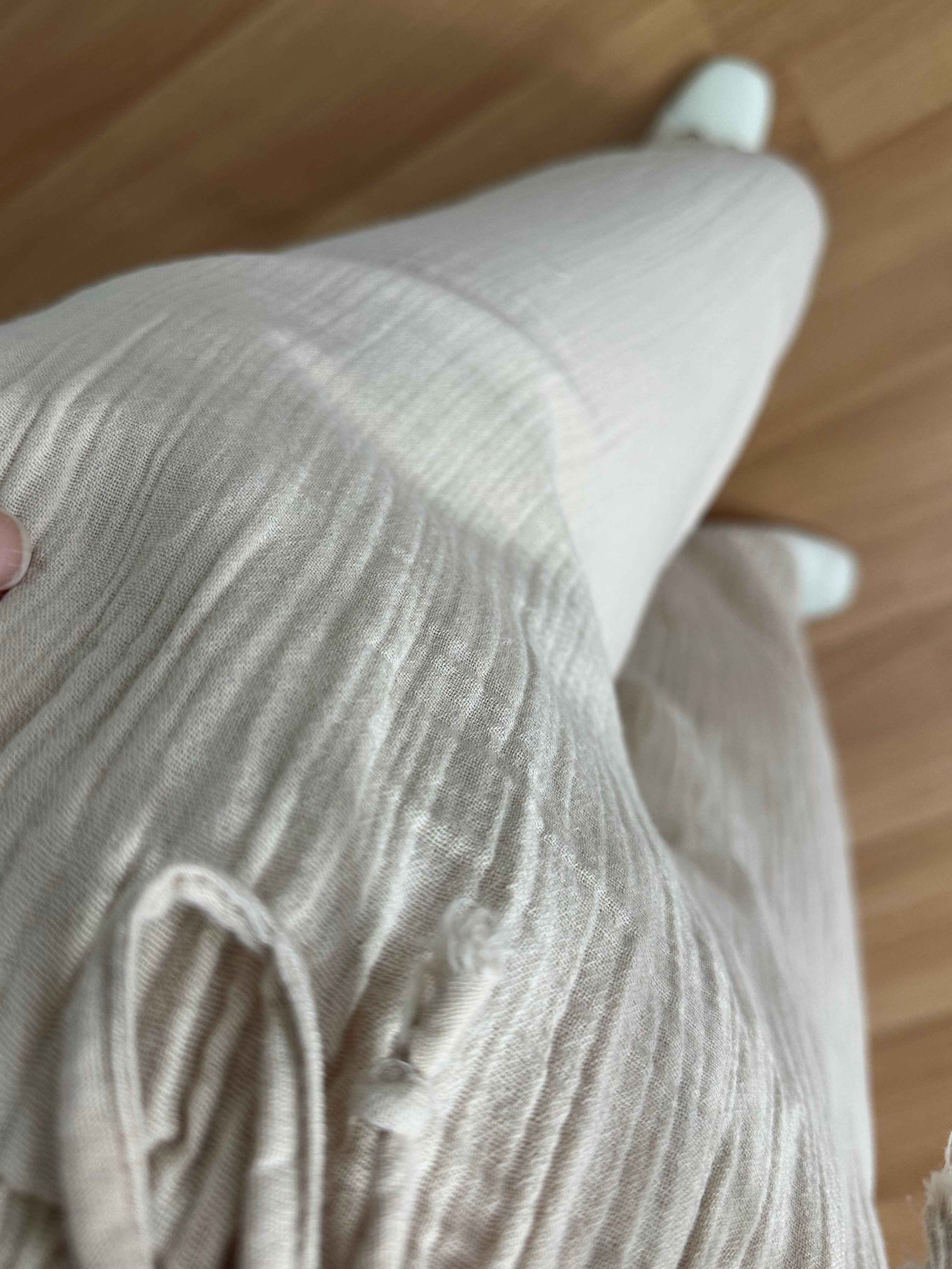 Olivia Krem Müslin Kumaş Pantolon