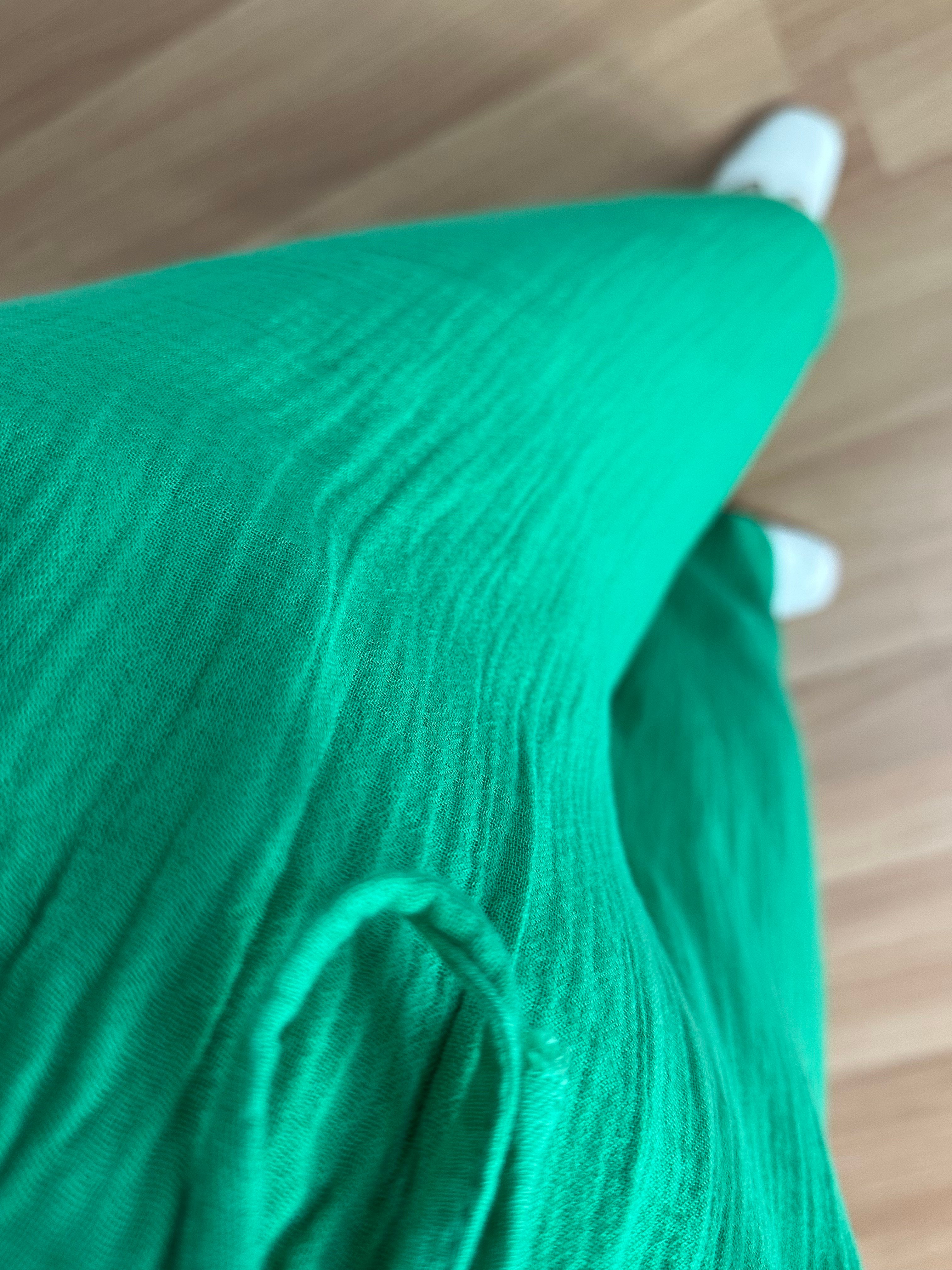 Olivia Yeşil Müslin Kumaş Pantolon