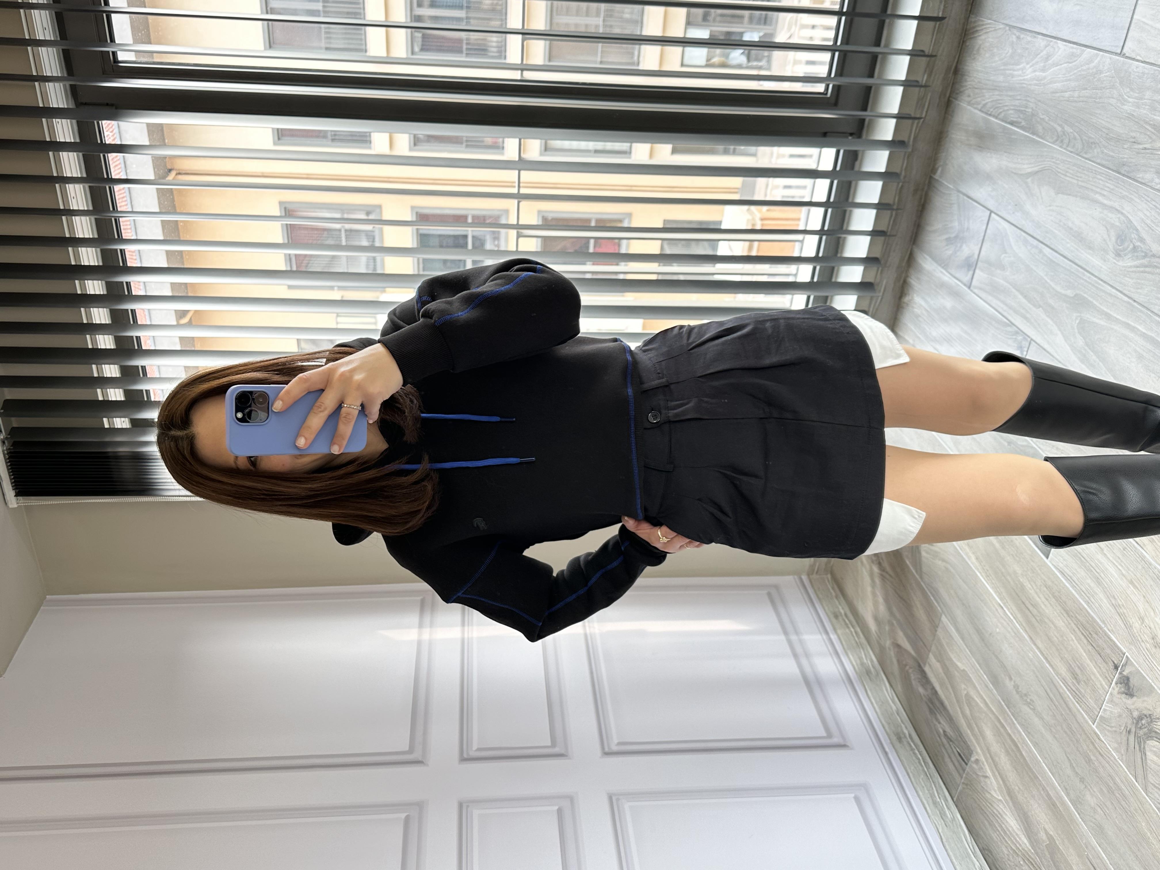 Orjinal Marka 3 İplik Şardonlu Siyah Sweatshirt
