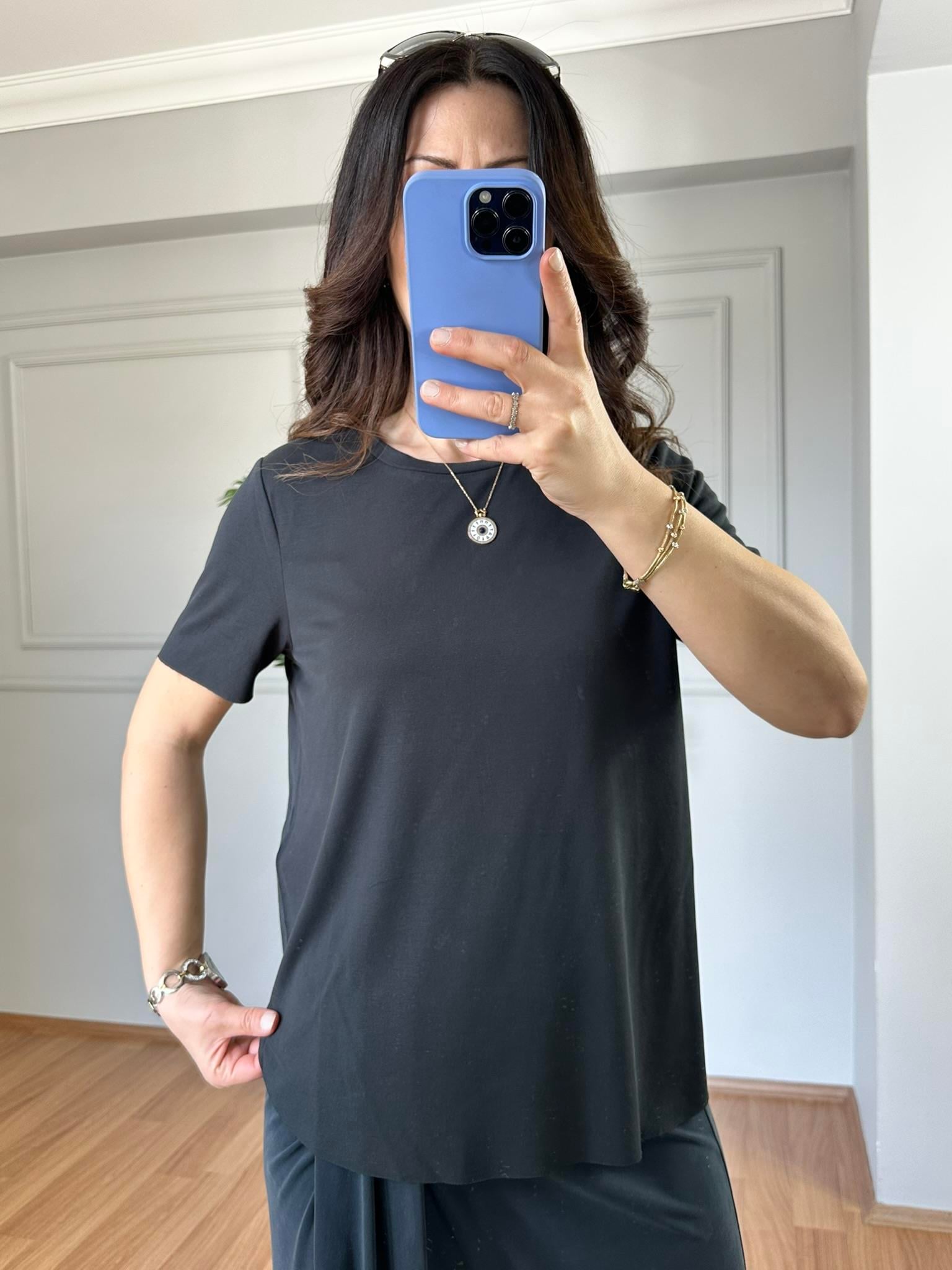 Rose Orj Marka Antrasit Yarım Kol Tshirt