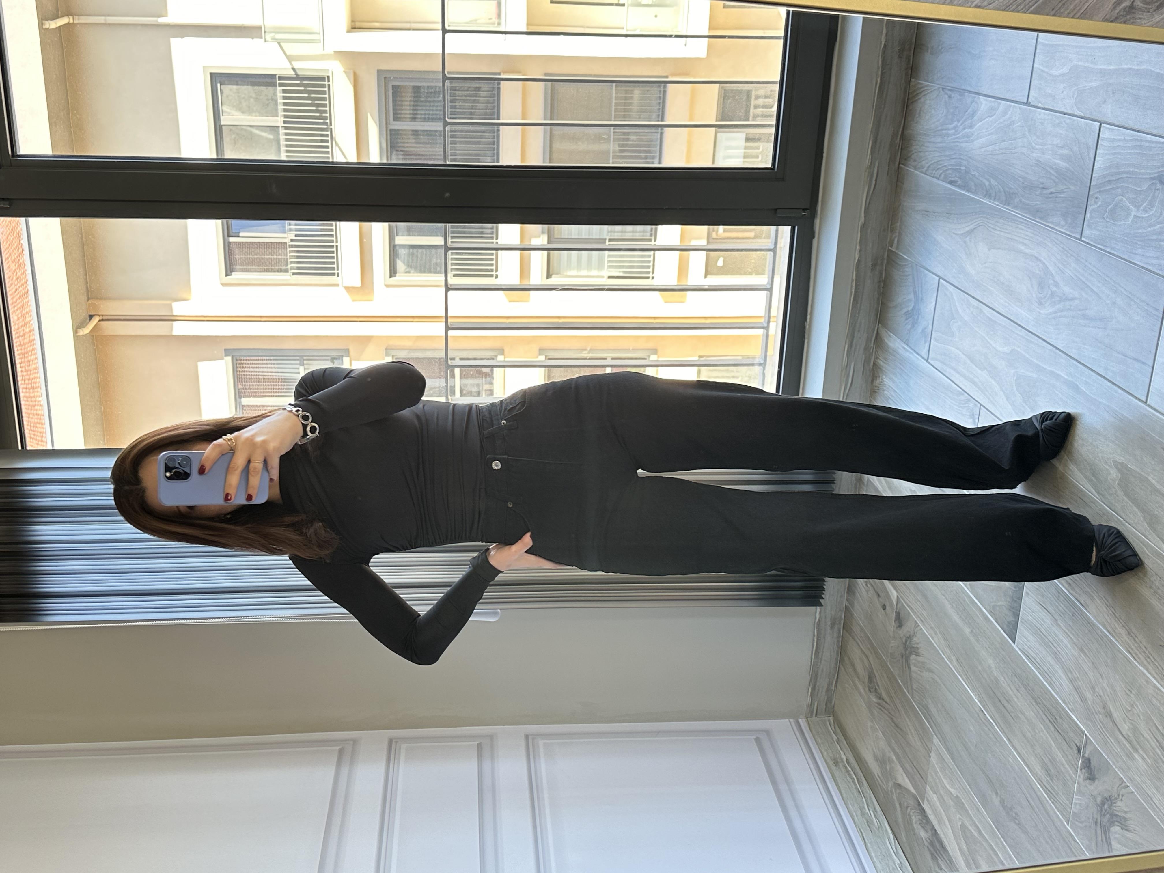 Siyah Geniş Paça Kot