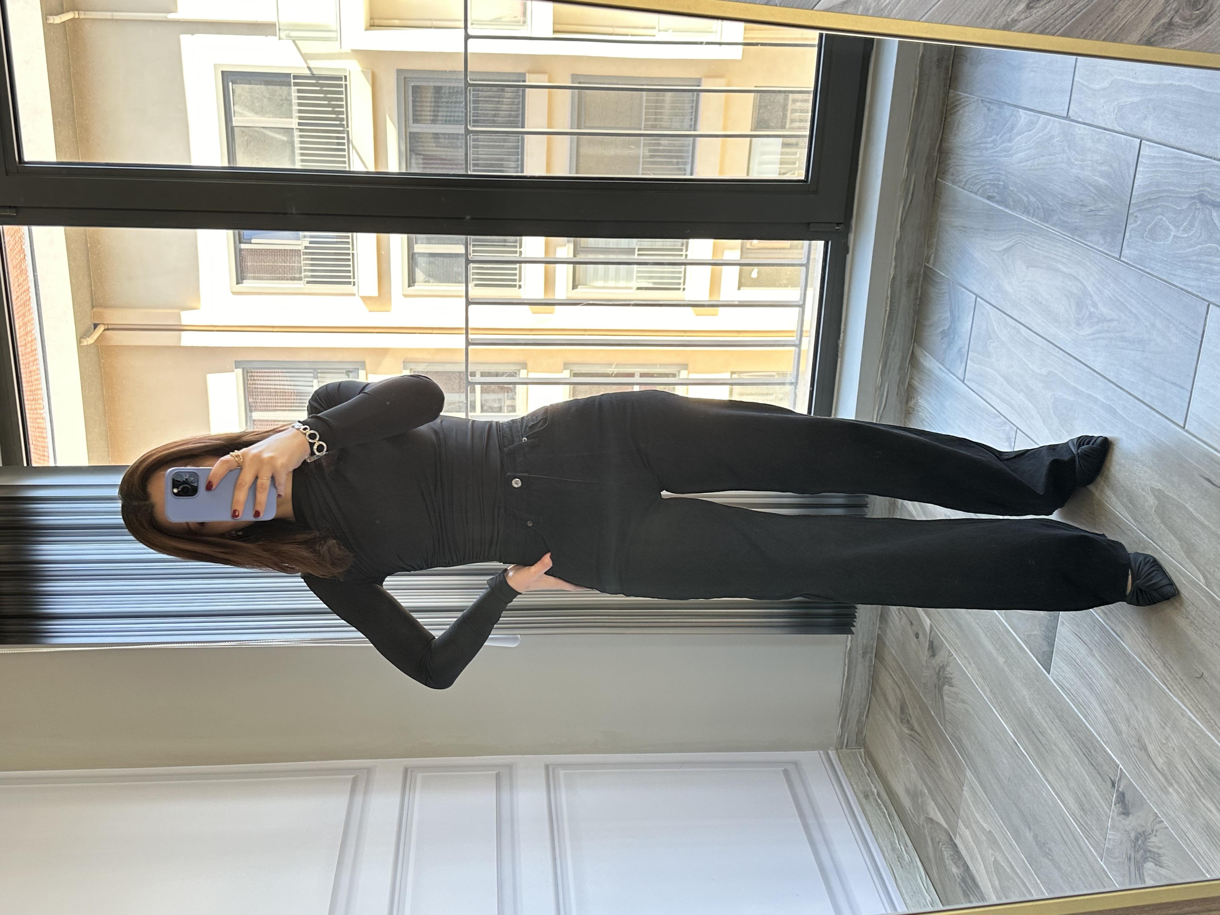 Siyah Geniş Paça Kot