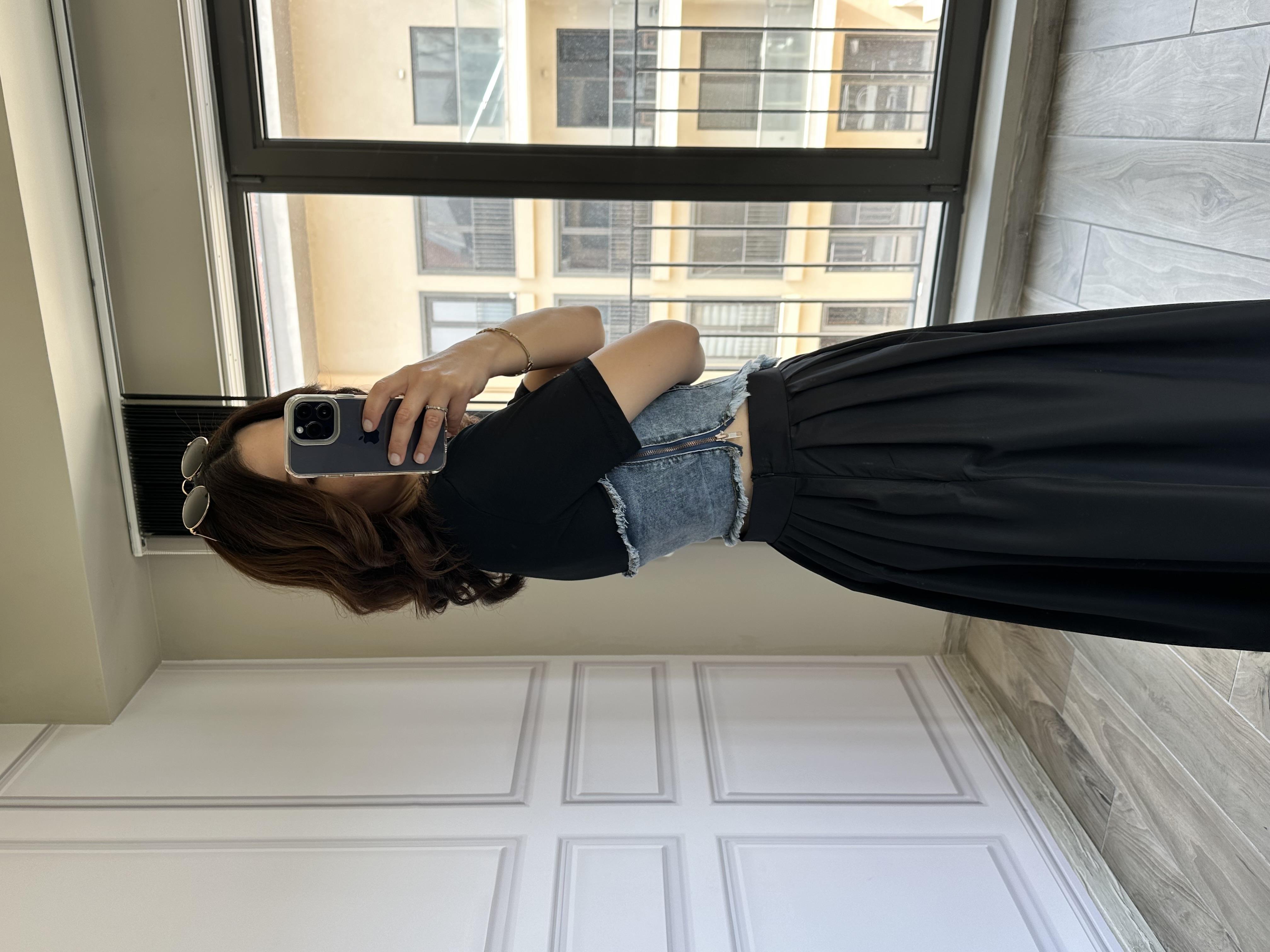 Siyah Vatkalı Denim Tasarım Tshirt