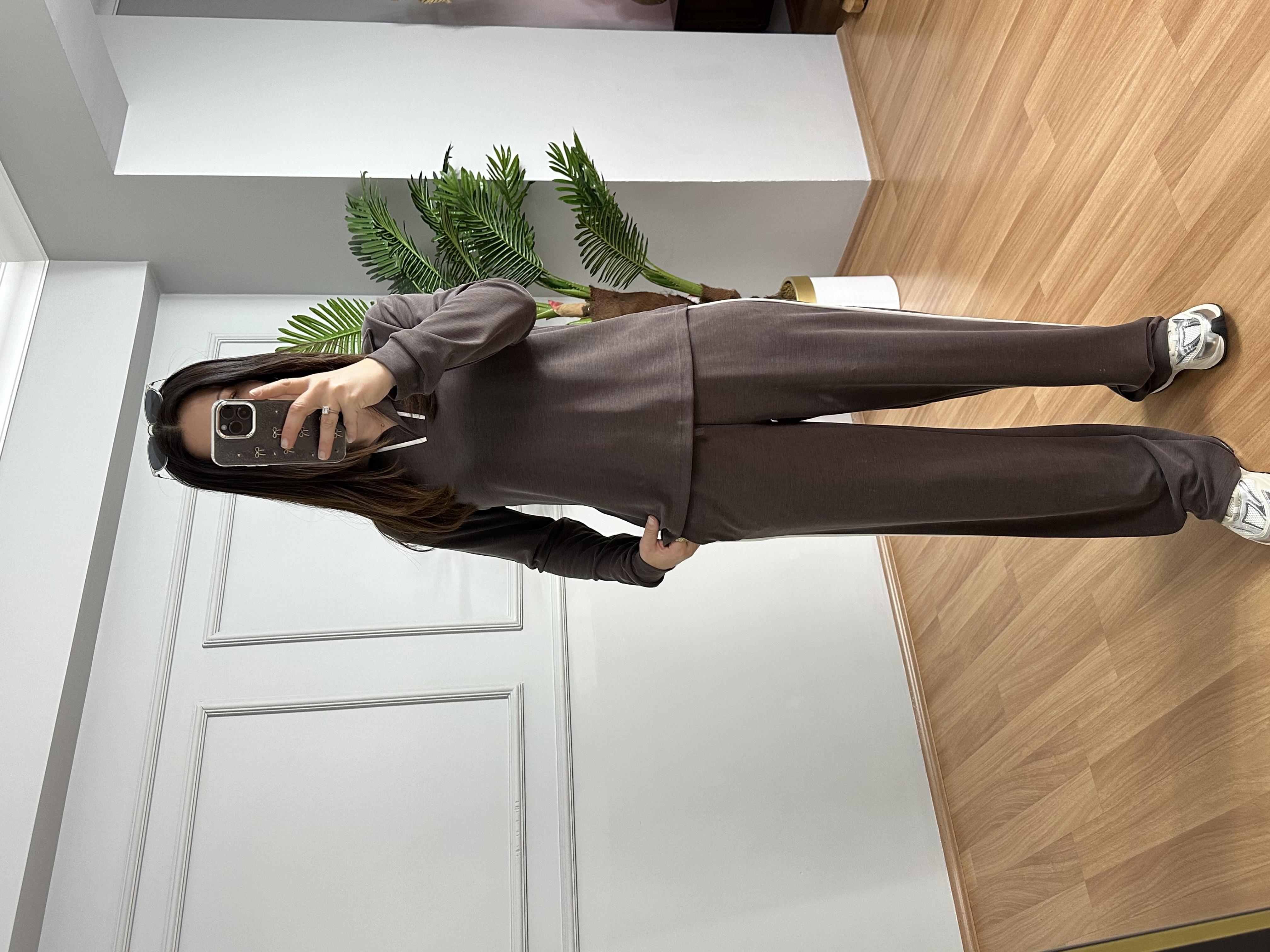 Tisya Kahve Orj Marka Pike Modal Eşofman Takımı 