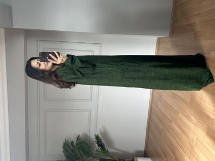 Ahu Yeşil  Pamuk Viskon Hare Desen Elbise