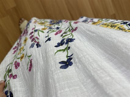 Alara Beyaz Çiçekli Astarlı Elbise