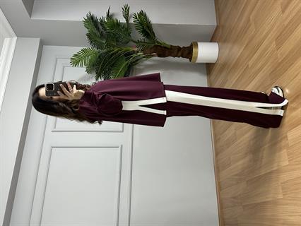 Alesa Bordo Modal kumaş Şeritli Eşofman Takımı