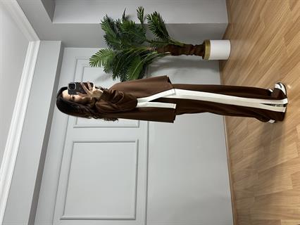 Alesa Kahve Modal kumaş Şeritli Eşofman Takımı