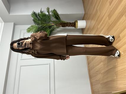 Alesa Kahve Modal kumaş Şeritli Eşofman Takımı