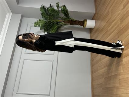 Alesa Siyah Modal kumaş Şeritli Eşofman Takımı