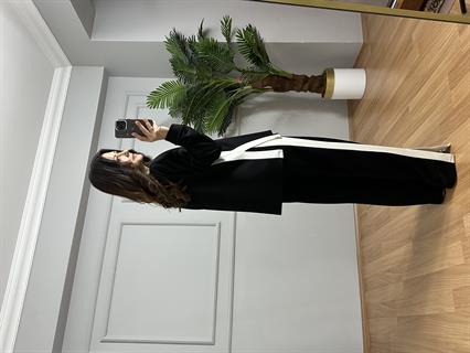 Alesa Siyah Modal kumaş Şeritli Eşofman Takımı