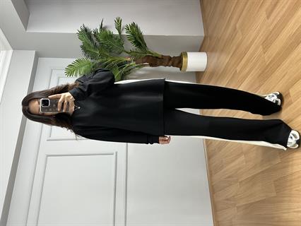 Alesa Siyah Modal kumaş Şeritli Eşofman Takımı