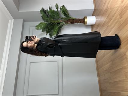 Alven Siyah Lamineli Astarlı Deri Ceket