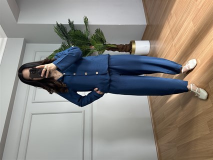 Aura İndigo Bambu Kumaş Kapüşonlu Takım 