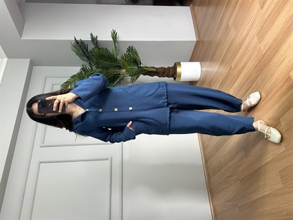 Aura İndigo Bambu Kumaş Kapüşonlu Takım 