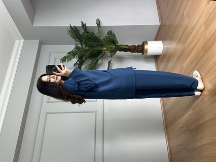 Aura İndigo Bambu Kumaş Kapüşonlu Takım 