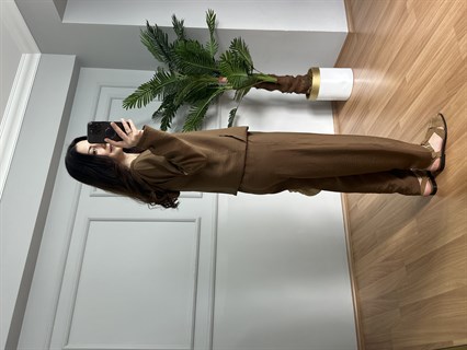 Aura Kahve Bambu Kumaş Kapüşonlu Takım 