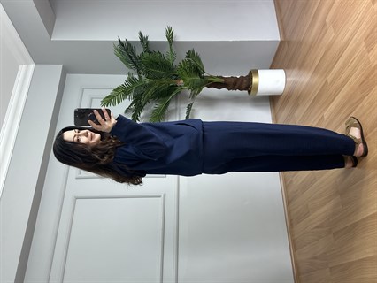 Aura Lacivert Bambu Kumaş Kapüşonlu Takım 