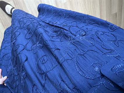 Belarus Lacivert Nakış Detaylı Kemerli Elbise