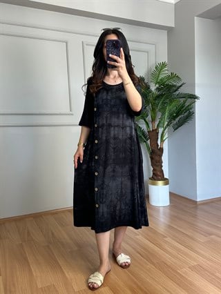 Best Füme Likralı Viskon Batik Desen Elbise