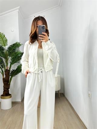 Beyaz Orjinal ZR Marka Bomber Ceket