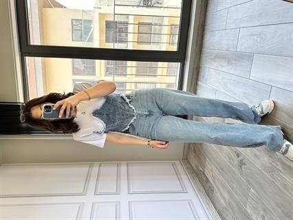 Beyaz Vatkalı Denim Tasarım Tshirt