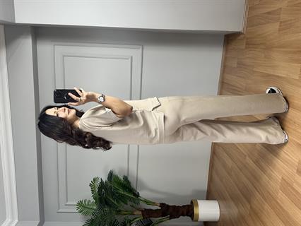 Çise Krem Pamuk Kumaş Reklam Kol Eşofman Takımı