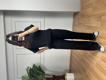 Çise Siyah Pamuk Kumaş Reklam Kol Eşofman Takımı