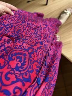 Defne Pembe Etnik Desen Pamuk Viskon Elbise