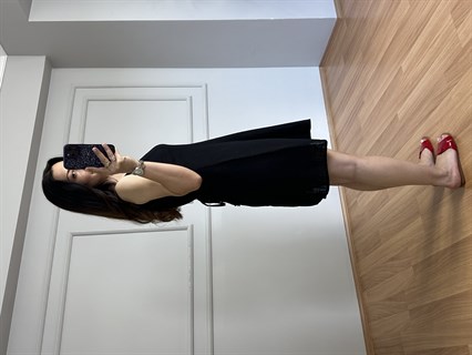 Delora Siyah Pamuk Keten Elbise 