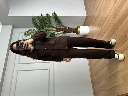 Delra Kahve Paraşüt Ve Modal Kumaş Tasarım Eşofman Takımı