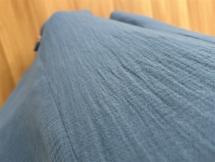 Deny Mavi Düğme Detaylı Müslin Elbise