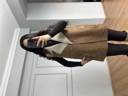 Diva Taba İthal Nubuk Kürk Detaylı Yelek