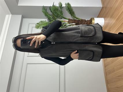 Elen Antrasit Biyeli Polar Yelek