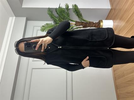 Elen Siyah Biyeli Polar Yelek