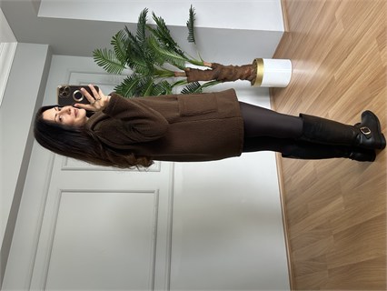 Elina Acı Kahve Düğmeli Kuzu Ceket
