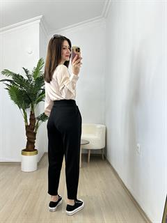 Emily Siyah Krep Kumaş Havuç Kesim Pantolon