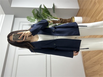Envo Lacivert Bel Detaylı Blazer Ceket