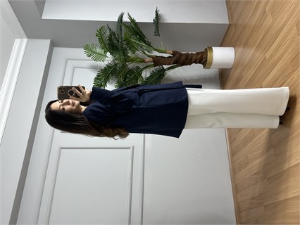 Envo Lacivert Bel Detaylı Blazer Ceket