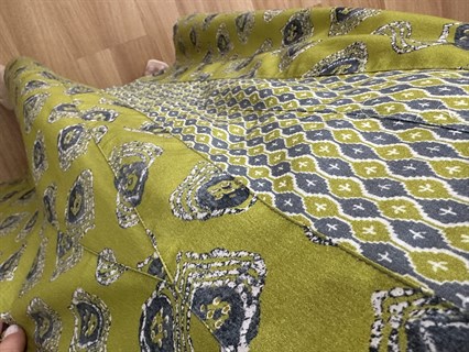 Ezgi Yağ Yeşili Etnik Desen Askılı Elbise