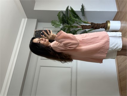 Ferra Somon Pembe Oversize Müslin Ceket