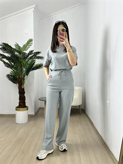 Fezza Gri Pike Modal Kumaş Kısa Kol Eşofman Takımı