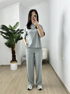 Fezza Gri Pike Modal Kumaş Kısa Kol Eşofman Takımı